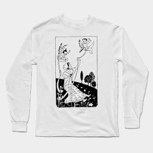 aesthetic Vintage heaven angels with cute lady Long Sleeve T-Shirt